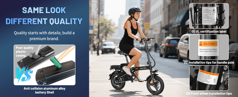 Electric Bike for Adults and Teens, 740W Peak Motor E-Bike with 30-60 Miles PAS Range, 48V 10AH/20AH Removable Battery, 14" Folding Mini Ebike with 20MPH, Electric Bicycle for Commute