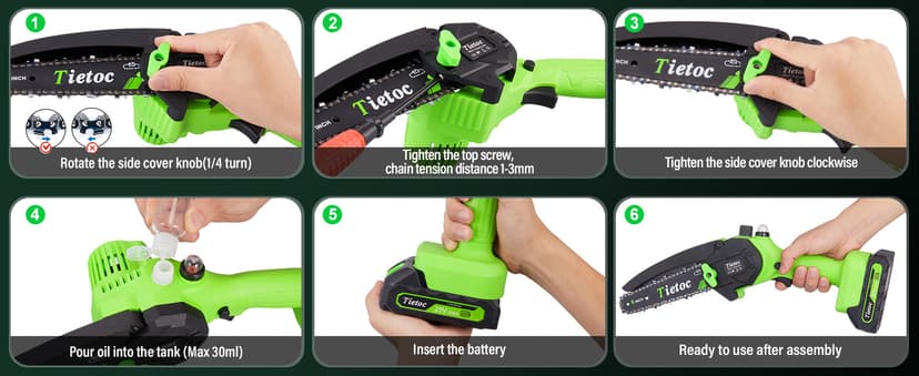 Tietoc Mini Chainsaw 6-Inch with 2 Batteries, Electric Saw, Stocking Stuffers Christmas Birthday Gifts Present for Men Dad Husband Gardener Adults, Cool Gadgets 2025