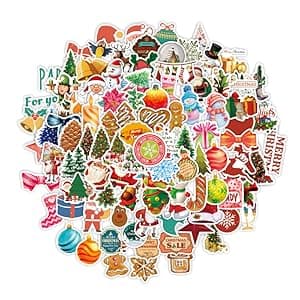 100PCS Christmas Theme Stickers, Non-Repeating Vinyl Waterproof Holiday Stickers, Holiday Gifts for Kids and Teens, Xmas Party Favorite, Stocking Stuffers for Kids Toddlers Teens Boys Girls