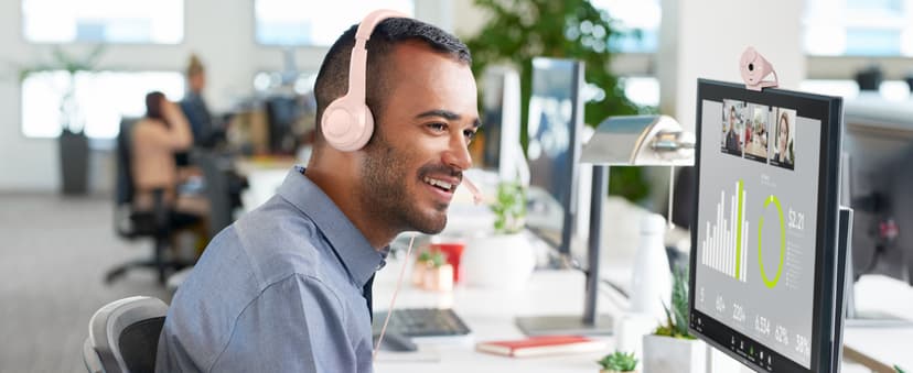 Logitech H390 Gaming Headphones, Wired Headphones with Mic, USB Headset with Microphone for PC, Noise Cancelling Microphone for Video Meetings, Music, Gaming - Rose