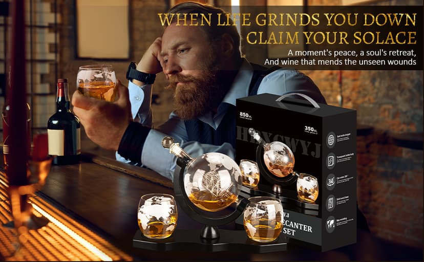 Whiskey Stones and Whiskey Glass Gift Set, DIOXADOP 8 Natural Whisky Stones 1 Crystal Whisky Glasses with Blessing Card in Exquisite Wooden Box, Prepare a Gift for a Whisky Scotch Bourbon Lover