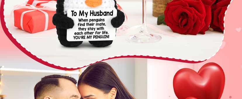Gifts for Husband from Wife, To My Husband Handmade Crochet Penguin, Mini Funny Wedding Anniversary Birthday Gifts for Him Husband Men, Romantic I Love You Gift for Him Birthday Christmas Cute Decor