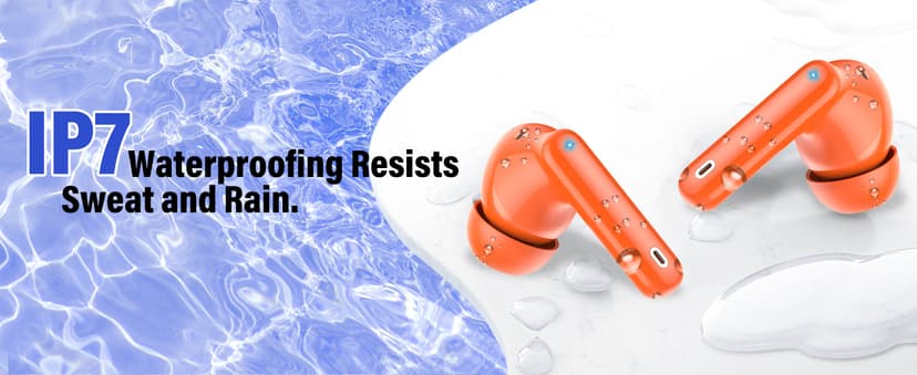 Wireless Earbuds, Bluetooth 5.4 Headphones Bass Stereo, Ear Buds with Noise Cancelling Mic, LED Display in Ear Earphones Clear Calls, IP7 Waterproof Bluetooth Earbuds for Laptop/Phones/Sports, White