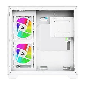 Apevia Prism-WH Prism Micro-ATX Gaming PC Cube Case w/ 5X 120mm ARGB Fans, 366 RGB Modes, Dual Tempered Glass Panels, 240mm Radiator Support, 1X USB3.0, 2X USB 2.0, HD Audio Port, White