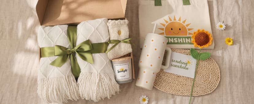 Box of Sunshine Sunflower Gifts for Best Friends, Get Well Soon Basket Thinking of You Self Care Gift Boxes for Women Mom Sunshine Gift Baskets Get Well Care Package Birthday Gifts for Women Friend B0FZK9V5JH