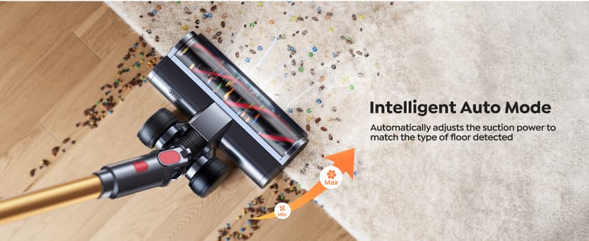 Cordless Vacuum Cleaner, 600W 50KPA 65 Mins Runtime Self-Standing Vacuum Cleaners for Home, Stick Vacuum with Charging Dock Station Removable Battery, Handheld Vacuum for Pet Hair/Carpet/Floor