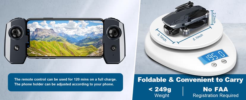 GPS Drone with Camera, 2K HD Drones for Adults, Foldable FPV Drone with GPS Auto Return, Follow Me, Circle Fly, Waypoint Fly, 5G Transmission, Gestures Selfie, Brushless Motor, 2 Batteries, Charcoal