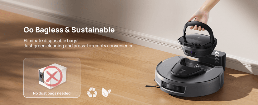 3i G10+ Robot Vacuum and Mop Combo, 18,000 Pa Suction, 60-Day Hands-Free Cleaning with Quiet Debris Compression, Smart LiDAR Navigation, Auto Extension Along Edges, Ideal for Hard Floors & Carpets