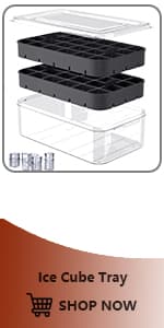 ROTTAY Ice Cube Trays (Set of 2), Sphere Ice Ball Maker with Lid & Large Square Ice Cube Maker for Whiskey, Cocktails and Homemade, Keep Drinks Chilled Black