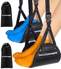 BASIC CONCEPTS Airplane Foot Hammock for Plane Travel Essentials - Airplane Travel Essentials, Long Flight Foot Rest - Plane Gadgets B07SK6ZFLM