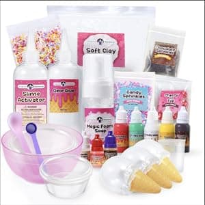Original Stationery Slime Kit for Girls - 31-Piece Multicolor Ice Cream, Cherry Scent - DIY Ice Cream Slime Making Kit & Arts and Crafts for Kids Ages 8-12 - Birthday Gifts for Girls