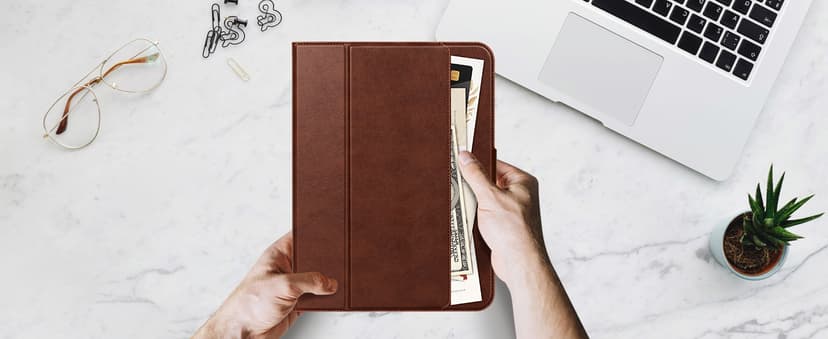 auaua Case for iPad Pro 11 Inch (M5/M4) 2025/2024, with Pencil Holder and Pocket, Multiple Angles Viewing, Magnetic Closure, Auto Sleep/Wake (Brown)