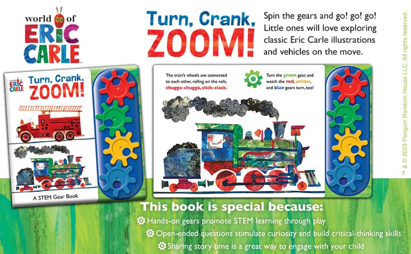World of Eric Carle, Turn, Crank, Zoom! A STEM Gear Sound Book - PI Kids 1503735990