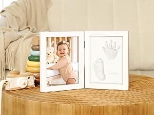 Baby Hand and Footprint Kit, Quick Dry Clay - Newborn Keepsake Feet and Handprint Kit, Nursery Picture Frame, Pet Dog Paw Prints,Personalized New Mom Gifts for Baby Showers & Registry(Onyx Black)