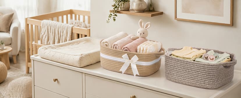 13" x 10" x 5" Storage Baskets for Toys & Baby Essentials, Fits Nursery & Bedroom Organization, Built-In Handles, Bow Design CHICVITA Small Woven Rope Gift Basket, Decorative Burr Basket, Red B0D7MKY1YJ