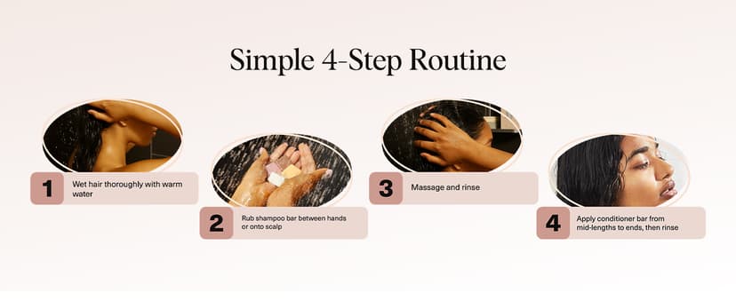 Kitsch Shampoo and Conditioner Set - 4pc Sampler Bars with Rice Water Shampoo and Conditioner, Castor Oil Shampoo & Coconut Oil Conditioner - Bottle-Free Beauty for Hair Growth, Repair & Moisture