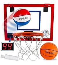 Pop-A-Shot Official Pop-A-Pass Electronic Arcade Style Football Toss Game | 4 Inflatable Mini Footballs | Foldable, Portable, Tote Bag Included