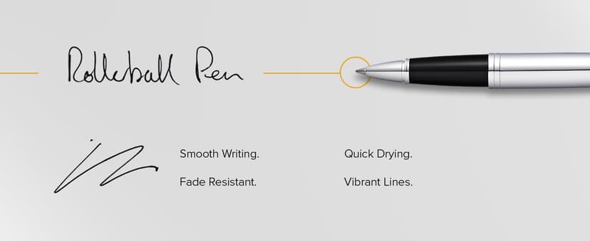 Cross Calais Refillable Ballpoint Pen Presented in a Luxury Gift Box - Medium Point, Black Ink, Polished Chrome