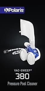 Polaris Vac-Sweep 280 Pressure-Side In-ground Pool Cleaner, Double Venturi Jet Powered, 31ft of Hose with an All Purpose Debris Bag