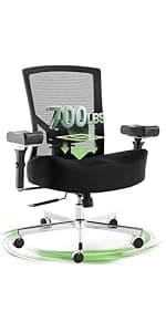 Big and Tall Office Chair 700lbs with Ergonomic W Wide Thick Seat Cushion, Oversized Mesh Desk Chair with Adjustable Lumbar Support, Computer Chair with Upgraded 4D Armrests