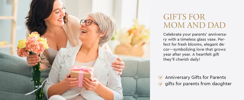 AW BRIDAL 50th Anniversary Wedding Gifts for Couples, 50th Anniversary Decorations for Parents Mom Dad, 50Year Golden Wedding Vase Centerpiece, Friend Sister Birthday Gifts, Flower Vase Home Decor