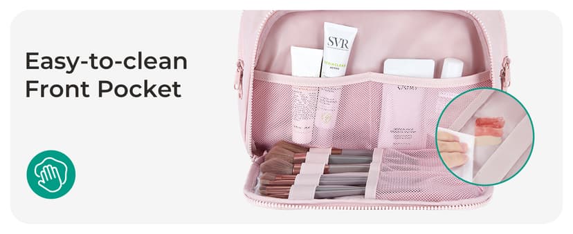 BAGSMART Travel Toiletry Bag, Lightweight Large Wide-open Travel Bag for Women, Puffy Cosmetic Makeup Bag Organizer with Handle for Accessories,Essentials, Toiletries, Dark Pink