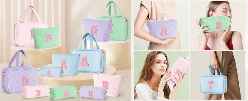 Gifts for Teen Girls Women - Personalized Toiletry Bag Initial Makeup Bag | Travel Cosmetic Bag | 8 9 10 11 12 13 14 15 16 Years Old Girl Gift Trendy Stuff - Pink A B0FSJXYKK8