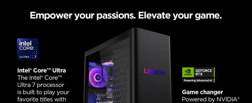 Lenovo Legion Tower 5i – AI-Powered Gaming PC - Intel® Core Ultra 7 265F Processor – NVIDIA® GeForce RTX™ 5060 Ti Graphics – 16 GB Memory – 1 TB Storage – 3 Months of PC GamePass