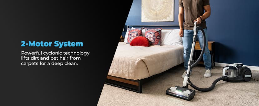 Kenmore DC5070.01 Upgrade 500 Series Bagless Canister Vacuum with Hair Eliminator Brushroll,2-Motor Cyclonic Technology, HEPA Filtration & 24' Auto Cord Rewind for Pet, Carpets, Hard Floors, Stairs