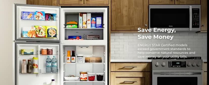 Kenmore 30" Top Mount Refrigerator with Freezer - Adjustable Shelving, Humidity-Controlled Crispers, LED Lighting, ENERGY STAR Certified, Garage Ready, 18.1 cu. ft. Capacity - White