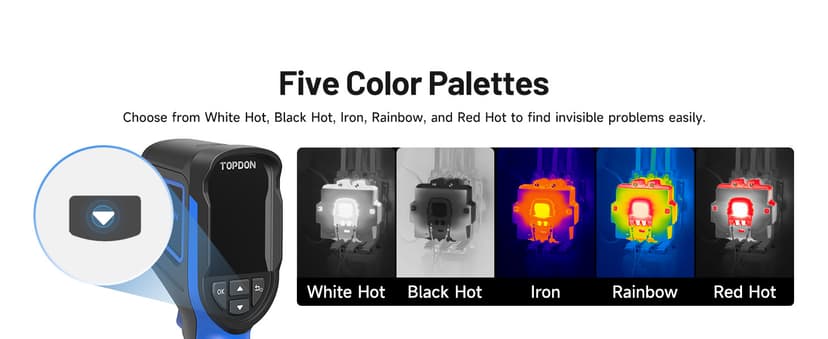 TOPDON TC004 Mini Thermal Imaging Camera, 240 x 240 TISR Resolution, 15-Hour Battery Life, 128 x 128 IR Resolution, 25Hz Handheld Infrared Camera with High/Low Temp Alerts, Auto Shutdown- Blue