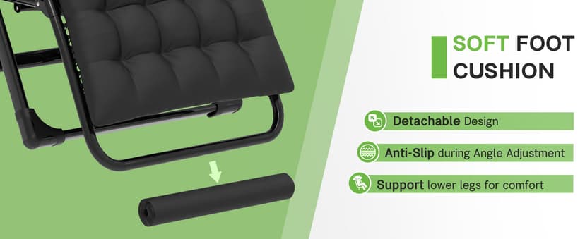 ZENPETIO Oversized Zero Gravity Chair, 33In XXL Zero Gravity Recliner Lounge Chair, Anti Gravity Chair for Indoor and Outdoor, Reclining Camping Chair for Lawn and Patio w/Cushion and Footrest, 500LBS