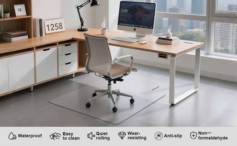 Office Chair Mat for Hard Floors,36"x48" Desk Mat for Chair for Hardwood Floor,Non-Slip Hard Floor Protector Desk Chair Mat for Home,Vinyl Floor Mat for Kids & Pets - Not for Carpet (Clear)