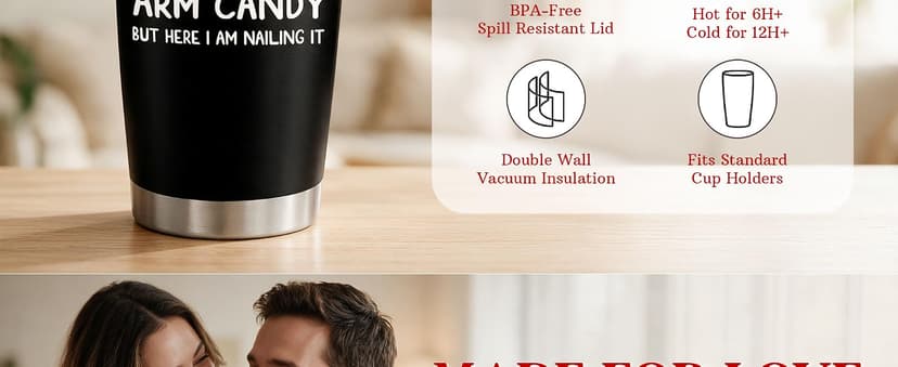 Gifts for Husband Christmas, Anniversary Birthday Gifts for Him Husband, Mens Gift Ideas, Stainless Steel, Lid Included Christmas Birthday Gift for Husband from Wife, 20 oz Tumbler for Men B0DPG6PKK7