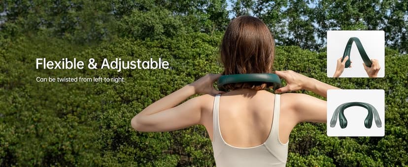 Battery Operated Wearable Personal Fan, Twistable, Rechargeable Travel Essentials, Gifts for Women Men-Dark Green JISULIFE Portable Neck Fan, Hands Free Bladeless Fan, 5 Speeds, 4000 mAh B08911JGGW