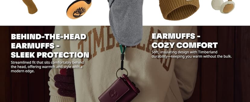 Timberland Men’s Foldable Tree Logo Ear Muffs - One Size, Soft Inner Cushion for Warmth, Easy to Carry, Cold Weather Fit