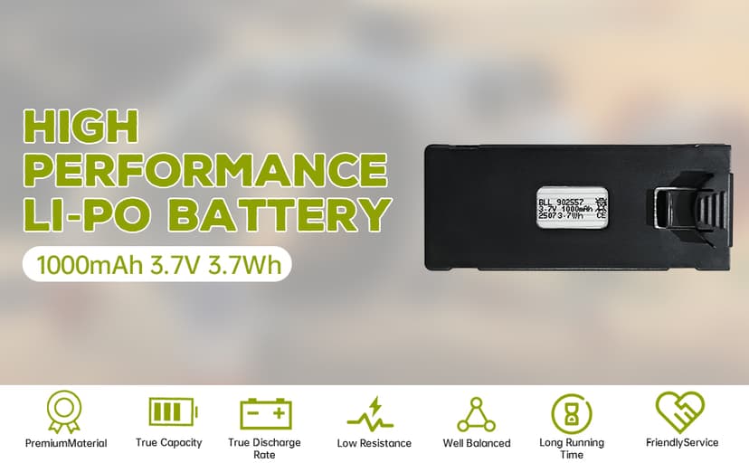 sea jump 3PCS 3.7V 1000mAh Lipo Battery with USB Charging Cable Suitable for E88 E88MAX E99 E99MAX BD101 P15PRO P8 A13 A15 K10MAX RC Drone, Aerial Quadcopters High-Capacity Battery Spare Parts