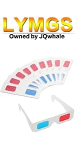 10 Pairs 3D Paper Glasses, Red and Cyan Lens in White Frame Anaglyph Cardboard for Movies - Folded in Protective Sleeve