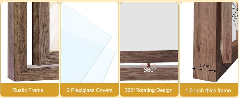 Wedding Gifts for Couples 2025,Rotating Floating Mr and Mrs Picture Frame,4x6 Rustic Picture Frame Engagement Gifts for Couples,Bridal Shower Gift for Bride to Be