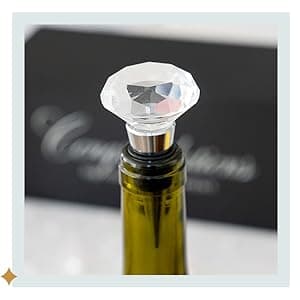 Engagement Gifts for Couples - Unique Fiance Gift for Him or Her! Whiskey Wine Glasses with Diamond Wine Stopper