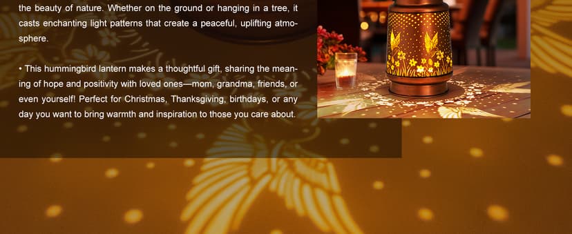 Hummingbird Birthday Gifts for Women Mom Grandma Solar Lanterns Outdoor Waterproof Garden Decor Metal Hanging LED Decorative Light for Patio Yard Lawn Backyard Front Porch Gardening Gifts