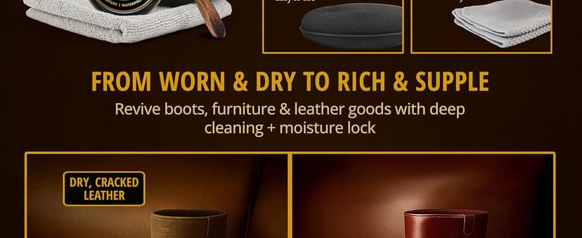 Eagle 4-in-1 Mink Oil Leather Conditioner Kit – 3.52oz Waterproof Paste with Horsehair Brush, Sponge & Microfiber Cloth – Leather Cleaner & Protector for Boots, Shoes, Jackets, Saddles & Bags