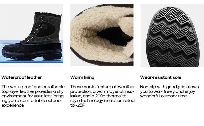 NORTIV 8 Men's Waterproof Winter Snow Boots AVENUE