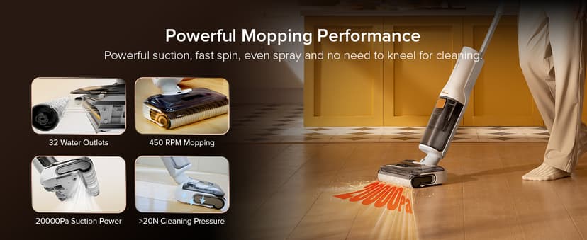 roborock F25 GT Vacuum Mop All in One, Wet Dry Vacuum Cleaner Cordless, 20000Pa Floor Cleaner Machine for Tile Hardwood Wood Vinyl Floor, Edge to Edge Self Cleaning Electric Mop with 180° Lie-Flat