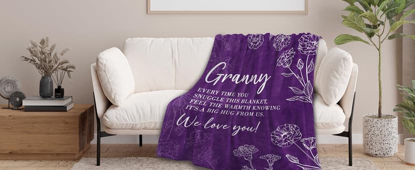Gifts for Granny, Grandma Birthday Gift from Grandkids, to My Granny Grandma Throw Blanket for Christmas GiltGlimmer Granny Gifts for Grandma, Granny Floral Blanket 50" x 60" B0DHSP946G