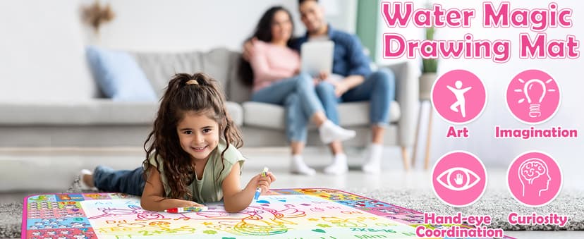 Reusale Princess Color Mat, Mess-Free Coloring, Educational Doodle Toy, Kids Birthday Gifts for Age 3 4 5 6 7 8 Year Old Water Doodle Mat, Kids Drawing Toys for 3 4 5 Year Old Boys Girls Gifts B08B8TQJ3Q