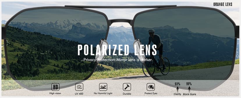 LUENX Aviator Sunglasses for Men Square Polarized Polygon Lens - UV 400 Protection with Accessories 61MM Driving Outdoor