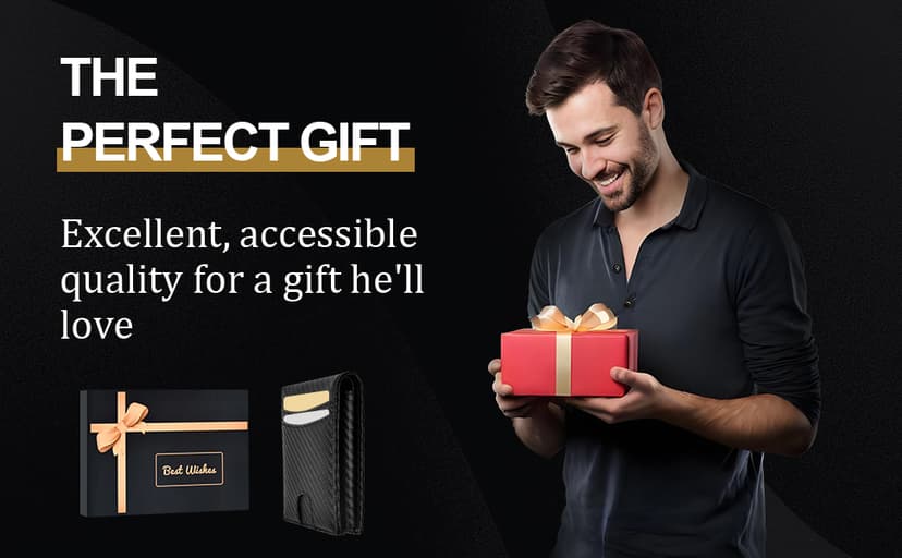 Wallets for Men Anti-theft Brush - Multi-Card Cash Clip Carbon Fibre Texture Ultra-thin Design Business Commuting Daily Carry Father's Day/Birthday Gift Preferred