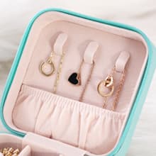 TRODANCE Mini Jewelry Travel Case, Small Portable Jewellry Organizer Box Portable Display Storage Box for Rings Earrings Necklaces, Gifts for Girl, Women, Wedding, Birthday, Mom, Mother's Day (Blue) B09631PYPT