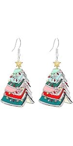 WCRAZYE Christmas Wood Earrings for Women Handmade Wooden Teardrop Dangle Earrings Christmas Xmas New Year Party Earrings Set Winter Holiday Jewelry Gift B0BNNNMHD4